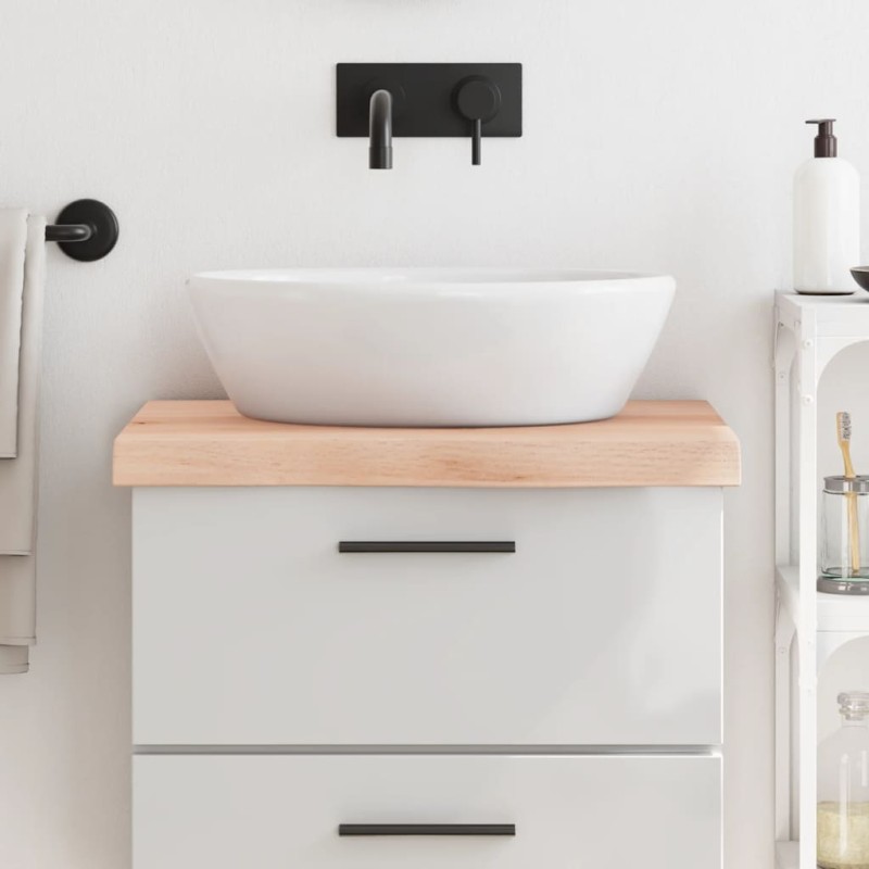 vidaXL Piano Bagno 60x50x(2-6) cm in Legno Massello Non Trattato