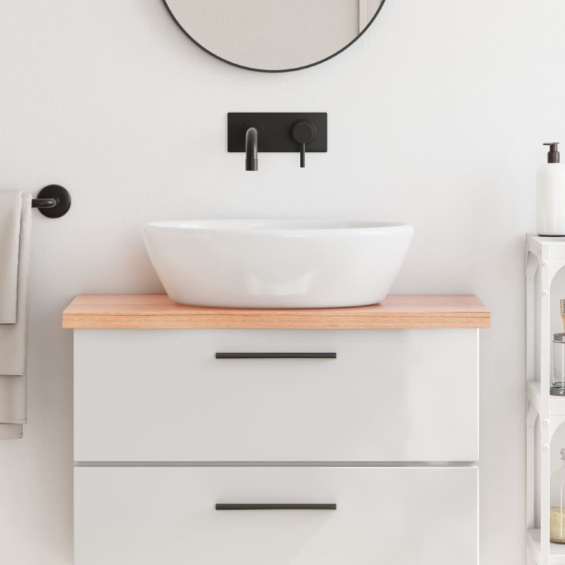 vidaXL Piano Bagno Marrone 80x30x(2-4) cm Legno Massello Trattato