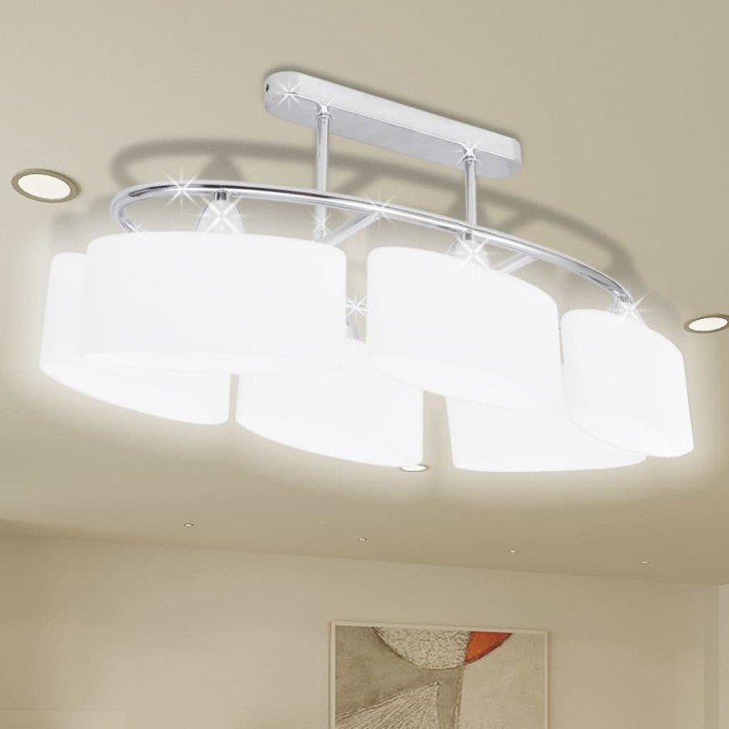 vidaXL Lampada da Soffitto Paralume Ellissoidale Vetro 6 Lampadine E14 vidaXL Lampada da Soffitto Paralume Ellissoidale Vetro 6 Lampadine E14