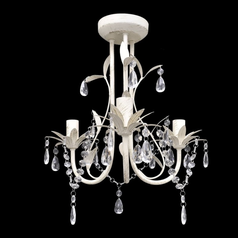 vidaXL Lampadario da Soffitto Cristallo Elegante Bianco vidaXL Lampadario da Soffitto Cristallo Elegante Bianco