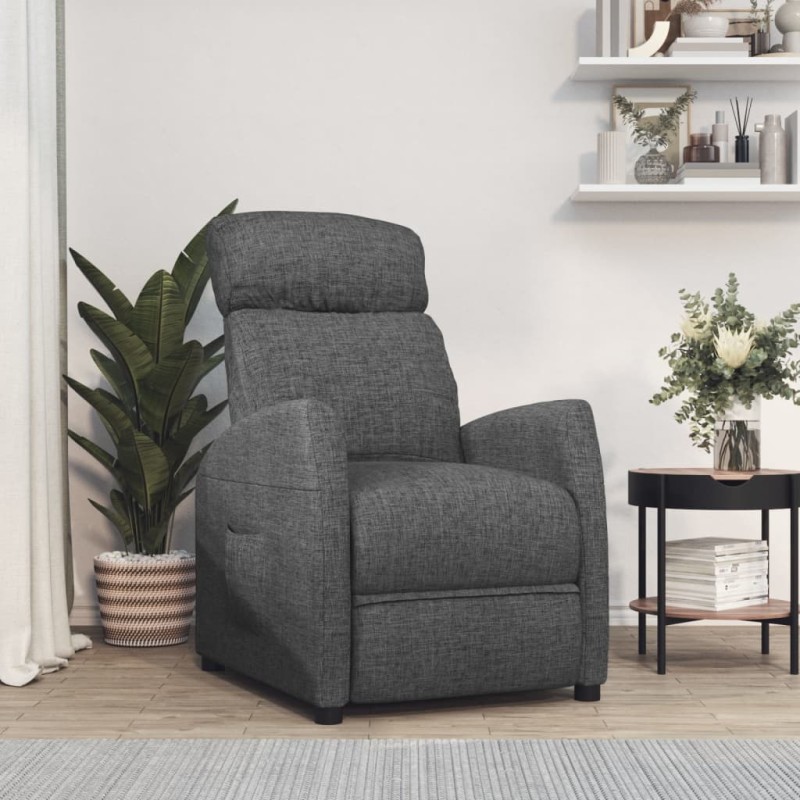 vidaXL Poltrona Reclinabile in Tessuto Grigio Scuro