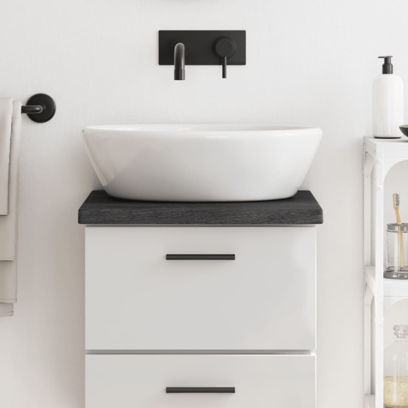 vidaXL Piano Bagno Grigio Scuro 40x40x4 cm Legno Massello Trattato