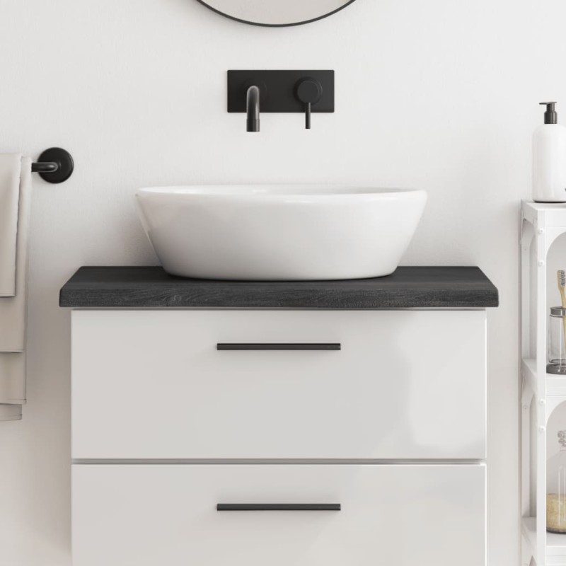 vidaXL Piano Bagno Marrone Scuro 80x30x(2-4)cm Legno Massello Trattato