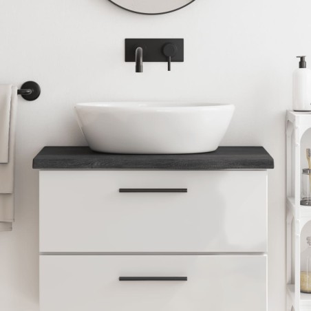 vidaXL Piano Bagno Marrone Scuro 80x30x(2-4)cm Legno Massello Trattato