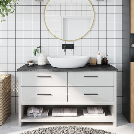 vidaXL Piano Bagno Marrone Scuro 100x40x2cm Legno Massello Trattato