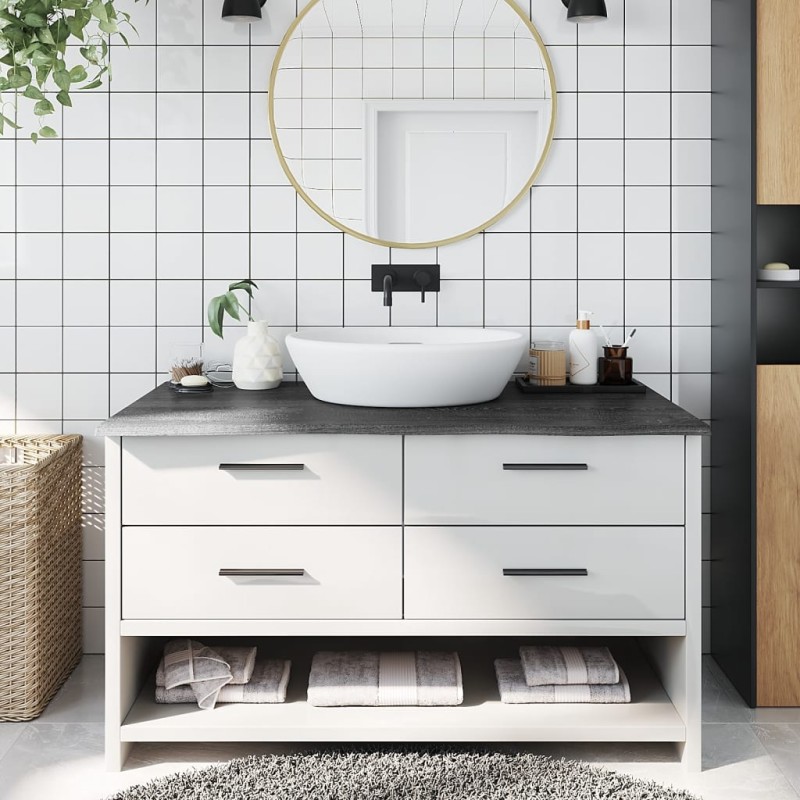 vidaXL Piano Bagno Marrone Scuro 100x50x2 cm Legno Massello Trattato