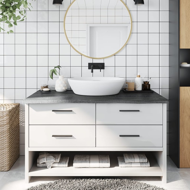 vidaXL Piano Bagno Marrone Scuro 100x60x(2-4)cm Legno Trattato