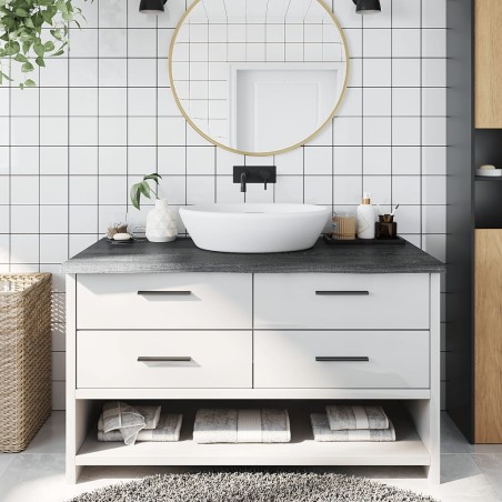 vidaXL Piano Bagno Marrone Scuro 100x60x(2-4)cm Legno Trattato