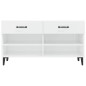 Scarpiera Bianco Lucido 102x35x55 cm in Legno Multistrato