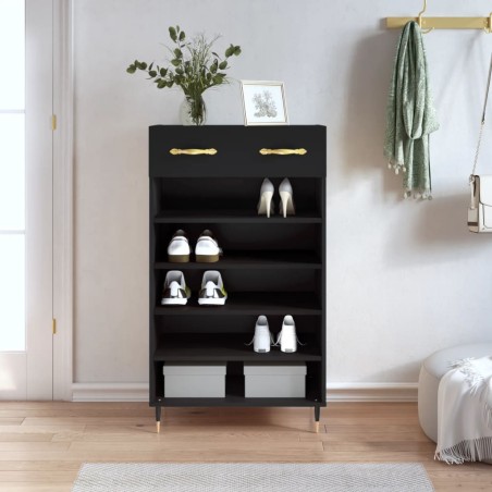 vidaXL Scarpiera Nera 60x35x105 cm in Legno Multistrato