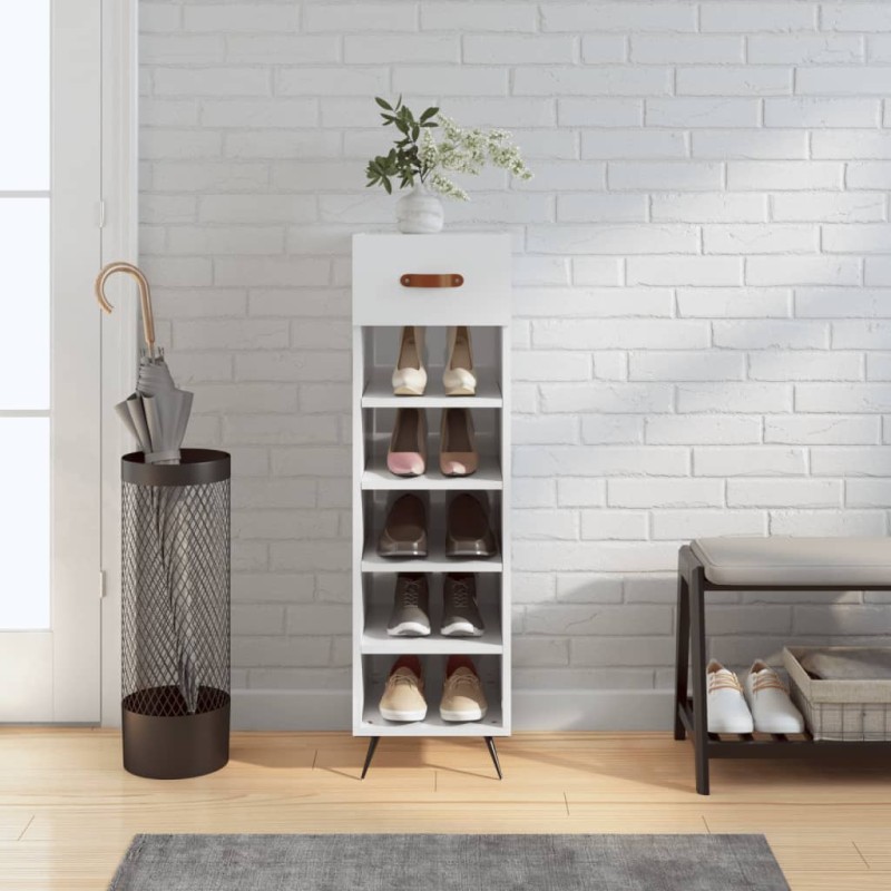 vidaXL Scarpiera Bianco Lucido 30x35x105 cm in Legno Multistrato vidaXL Scarpiera Bianco Lucido 30x35x105 cm in Legno Multistrato