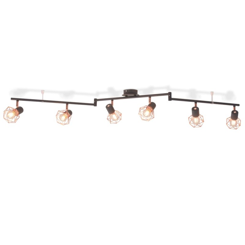 vidaXL Plafoniera con 6 Faretti E14 Nera e Rame vidaXL Plafoniera con 6 Faretti E14 Nera e Rame