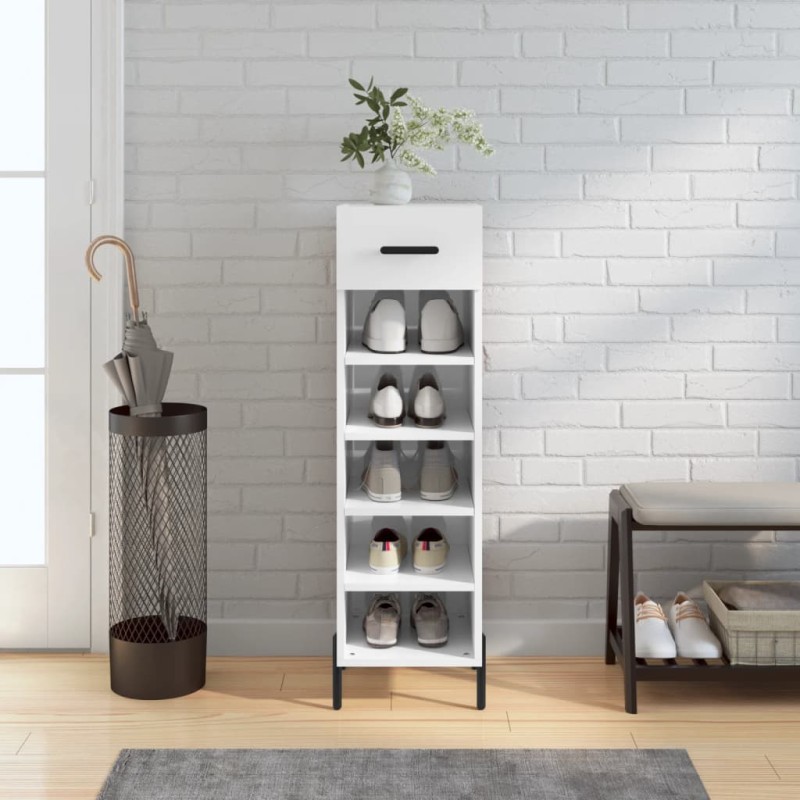 vidaXL Scarpiera Bianco Lucido 30x35x105 cm in Legno Multistrato vidaXL Scarpiera Bianco Lucido 30x35x105 cm in Legno Multistrato