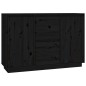 Credenza Nera 111x34x75 cm in Legno Massello di Pino Credenza Nera 111x34x75 cm in Legno Massello di Pino