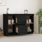 Credenza Nera 111x34x75 cm in Legno Massello di Pino Credenza Nera 111x34x75 cm in Legno Massello di Pino