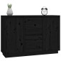 Credenza Nera 111x34x75 cm in Legno Massello di Pino Credenza Nera 111x34x75 cm in Legno Massello di Pino