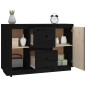 Credenza Nera 111x34x75 cm in Legno Massello di Pino Credenza Nera 111x34x75 cm in Legno Massello di Pino