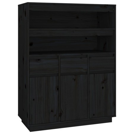 vidaXL Credenza Nera 89x40x116,5 cm in Legno Massello di Pino