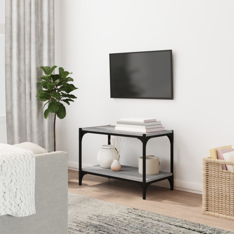 Mobile TV Grigio Sonoma 60x33x41 cm Legno Multistrato e Acciaio Mobile TV Grigio Sonoma 60x33x41 cm Legno Multistrato e Acciaio