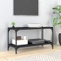 Mobile Porta TV Nero 80x33x41 cm in Legno Multistrato e Acciaio Mobile Porta TV Nero 80x33x41 cm in Legno Multistrato e Acciaio