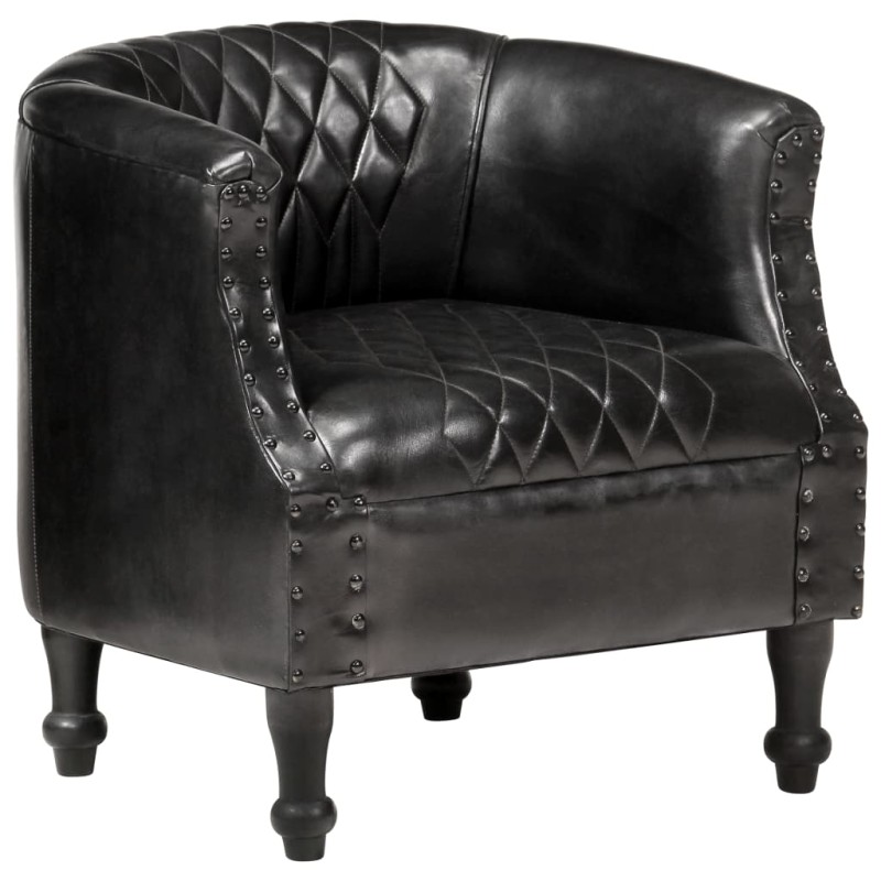 vidaXL Poltrona a Pozzetto Nera 62x58x65 cm in Vera Pelle vidaXL Poltrona a Pozzetto Nera 62x58x65 cm in Vera Pelle