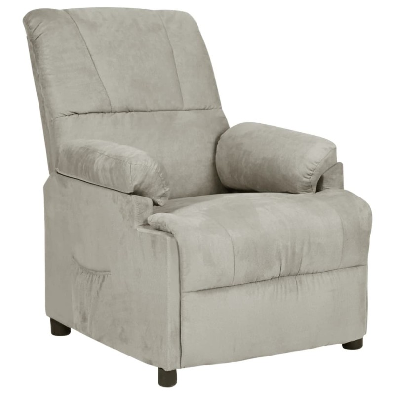 vidaXL Poltrona Reclinabile Grigio Chiaro in Similpelle Scamosciata