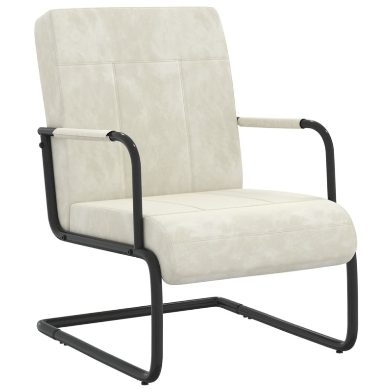 vidaXL Sedia a Sbalzo Bianco Crema in Velluto vidaXL Sedia a Sbalzo Bianco Crema in Velluto