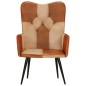 vidaXL Poltrona Wingback Marrone e Bianca in Vera Pelle vidaXL Poltrona Wingback Marrone e Bianca in Vera Pelle