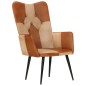 vidaXL Poltrona Wingback Marrone e Bianca in Vera Pelle vidaXL Poltrona Wingback Marrone e Bianca in Vera Pelle