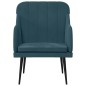 vidaXL Poltrona Blu 63x76x80 cm Velluto vidaXL Poltrona Blu 63x76x80 cm Velluto