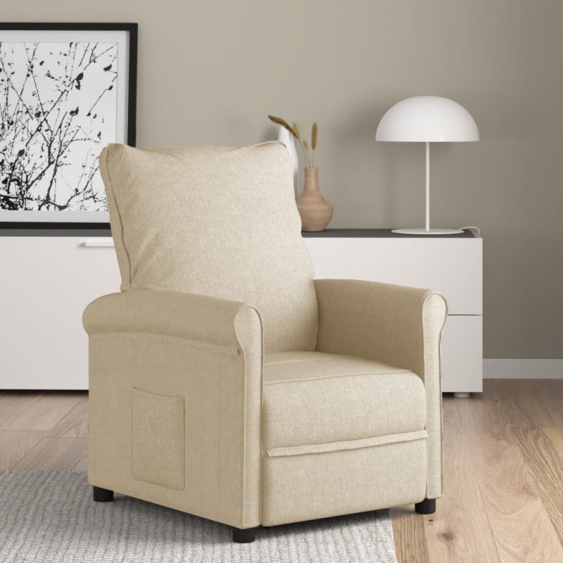 vidaXL Poltrona per TV Reclinabile in Tessuto Crema vidaXL Poltrona per TV Reclinabile in Tessuto Crema