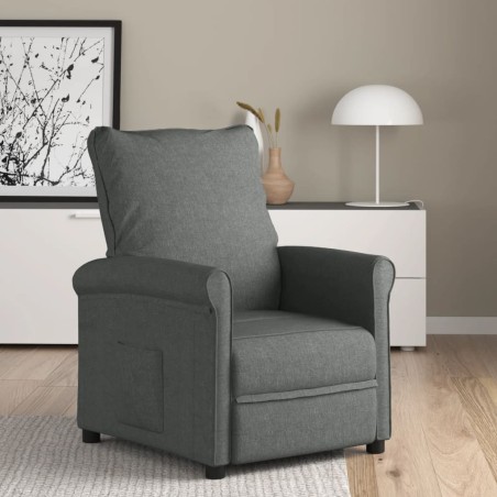 vidaXL Poltrona Reclinabile in Tessuto Grigio Scuro