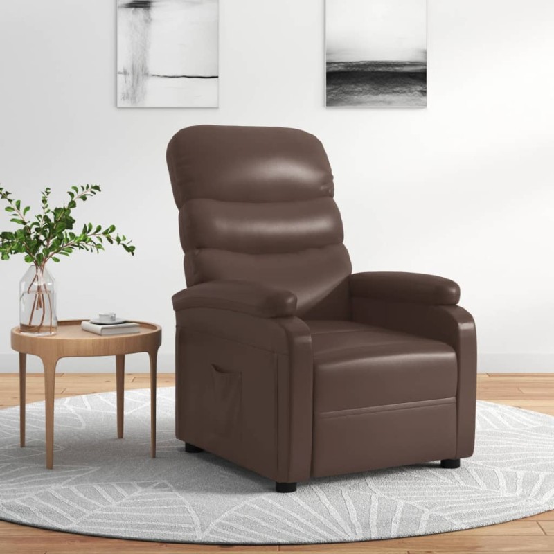 vidaXL Poltrona Reclinabile Marrone in Similpelle