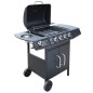 vidaXL Barbecue e Griglia a Gas 4+1 Fornelli Nero vidaXL Barbecue e Griglia a Gas 4+1 Fornelli Nero