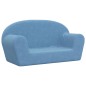 vidaXL Divano per Bambini a 2 Posti Blu in Morbido Peluche