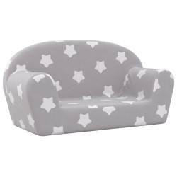 vidaXL Divano per Bambini 2 Posti Grigio Chiaro Stelle Morbido Peluche