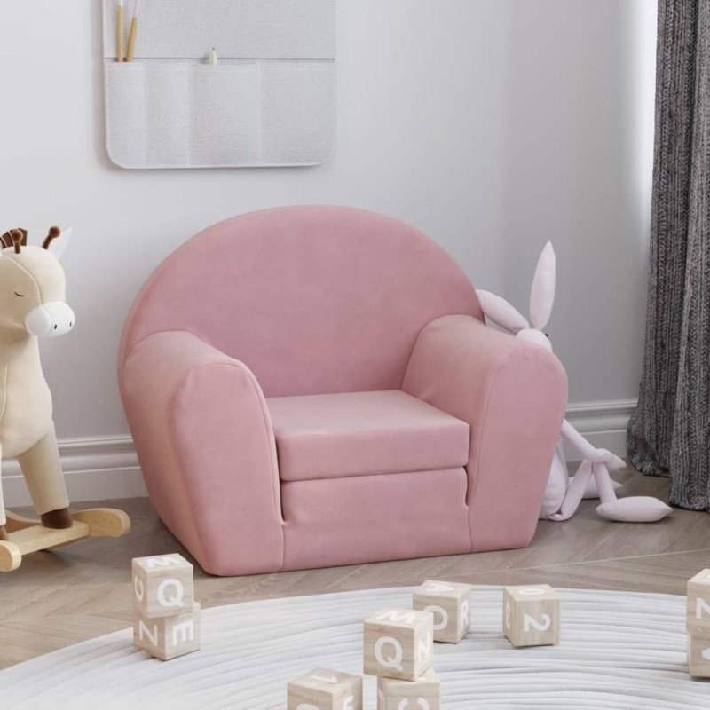 vidaXL Divano per Bambini Rosa in Morbido Peluche vidaXL Divano per Bambini Rosa in Morbido Peluche