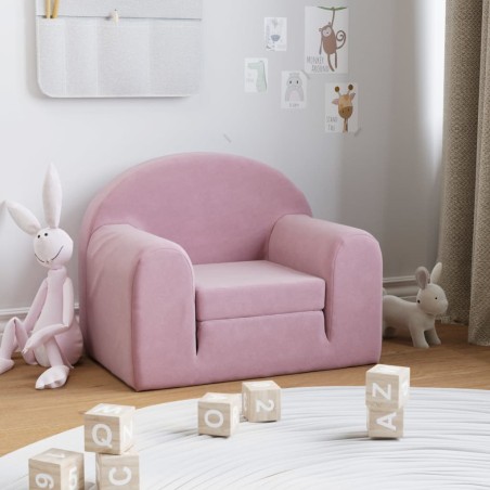vidaXL Divano per Bambini Rosa in Morbido Peluche