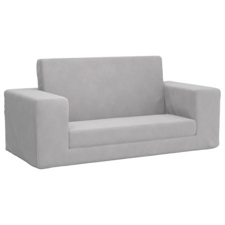 vidaXL Divano Letto per Bambini a 2 Posti Grigio Chiaro in Peluche