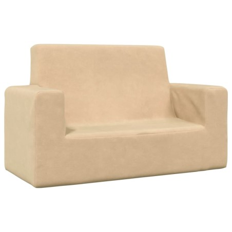 vidaXL Divano per Bambini a 2 Posti Crema in Morbido Peluche