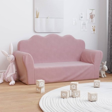 vidaXL Divano per Bambini 2 Posti Rosa in Morbido Peluche