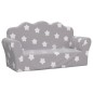 vidaXL Divano per Bambini 2 Posti Grigio Chiaro Stelle Morbido Peluche vidaXL Divano per Bambini 2 Posti Grigio Chiaro Stelle Morbido Peluche