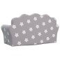 vidaXL Divano per Bambini 2 Posti Grigio Chiaro Stelle Morbido Peluche vidaXL Divano per Bambini 2 Posti Grigio Chiaro Stelle Morbido Peluche