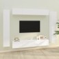 Set Mobili Porta TV 8pz Bianco Lucido in Legno Multistrato Set Mobili Porta TV 8pz Bianco Lucido in Legno Multistrato