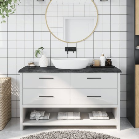 vidaXL Piano Bagno Marrone Scuro 140x40x(2-4)cm Legno Trattato