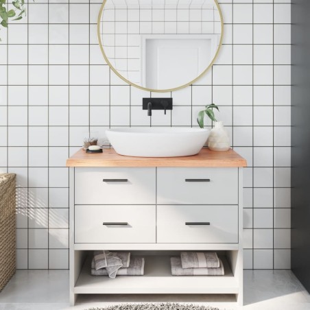 vidaXL Piano Bagno Marrone Chiaro 100x50x4 cm Legno Massello Trattato