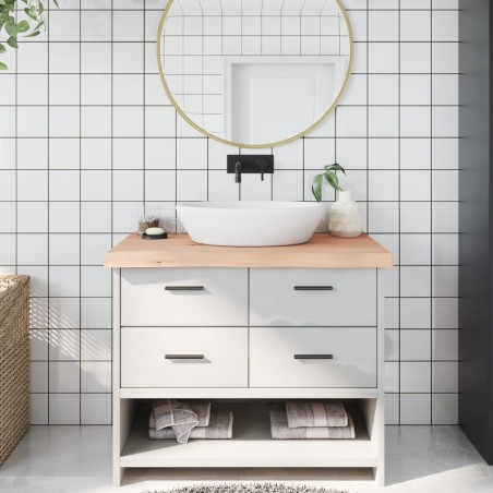 vidaXL Piano Bagno 100x50x6 cm in Legno Massello Non Trattato