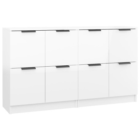 Credenze 2 pz Bianco Lucido 60x30x70 cm in Legno Multistrato