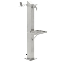 vidaXL Fontanella a Colonna in Acciaio Inossidabile Quadrata 95 cm