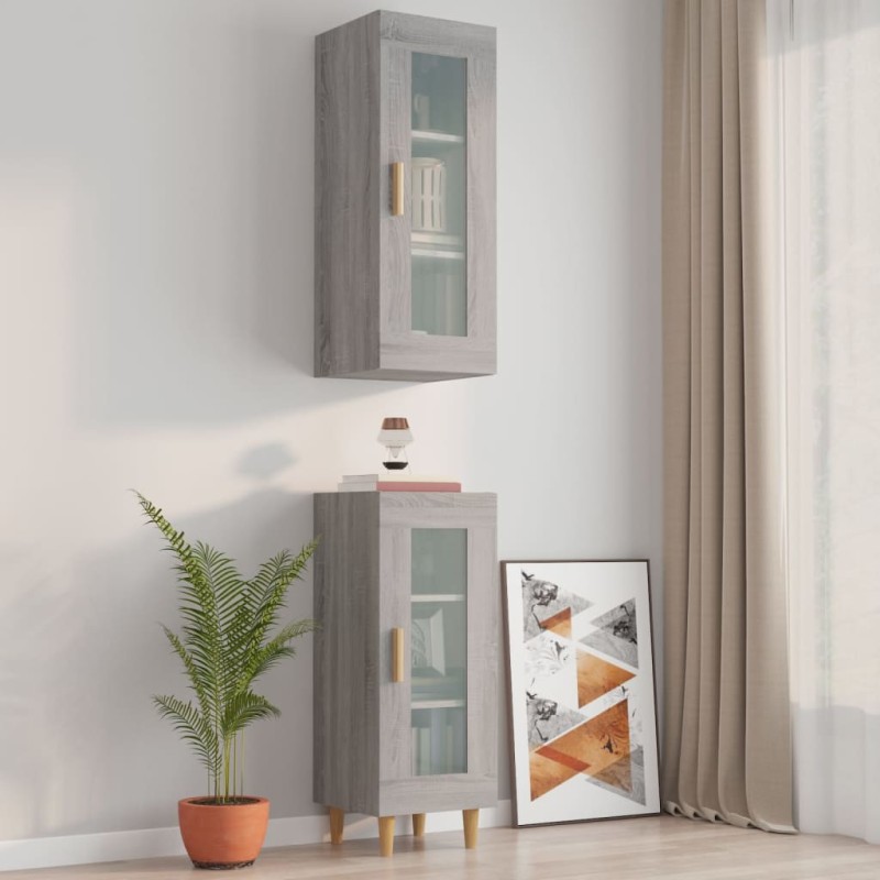 Armadietto Pensile a Parete Grigio Sonoma 34,5x34x90 cm Armadietto Pensile a Parete Grigio Sonoma 34,5x34x90 cm